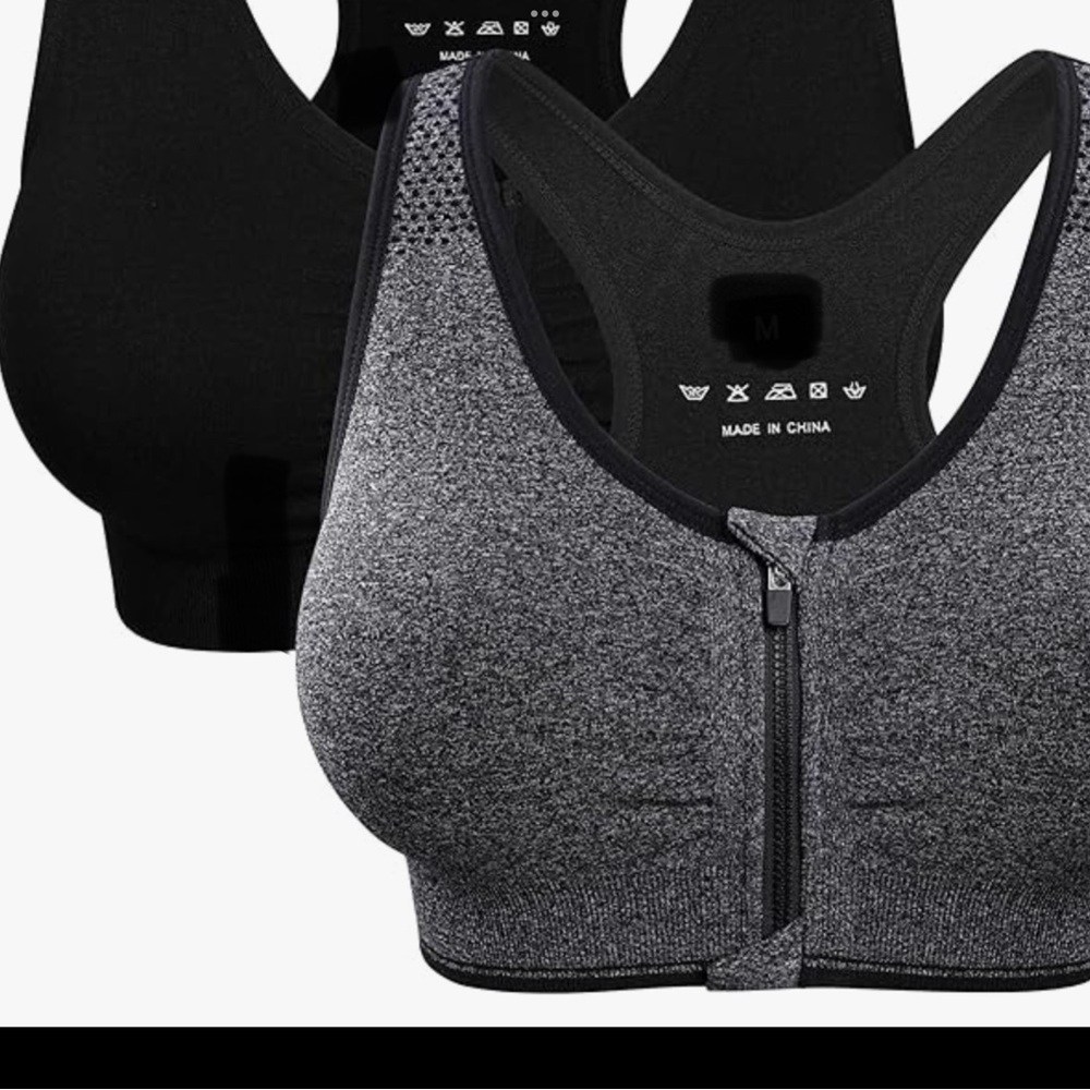 Seamless Black and Gray Sports Bra Set